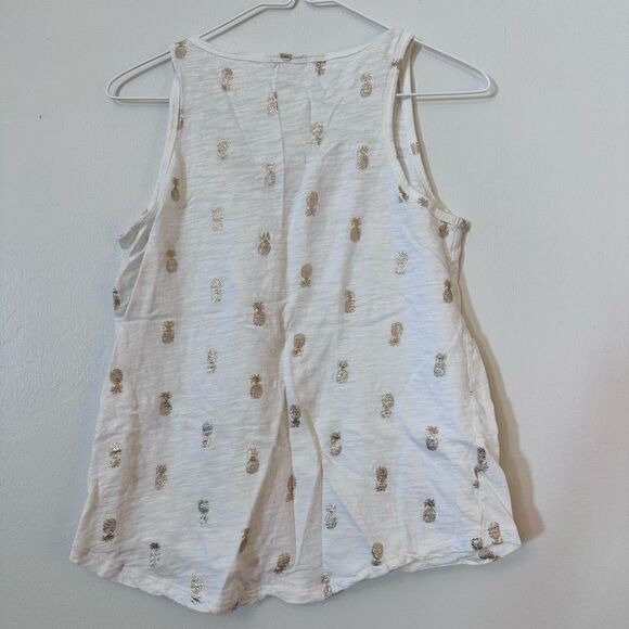 Old Navy Women's White Pineapple Pattern Tank Top Size Small - Picture 2 of 4
